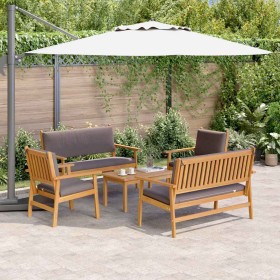 Conjunto de sofá de jardín 5 pcs Marrón 75 x 45 x 38cm