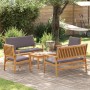 Conjunto de sofá de jardín 5 pcs Marrón 75 x 45 x 38cm
