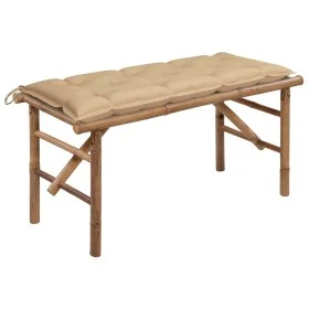 Folding garden bench with bamboo cushion 118 cm by vidaXL, garden benches - Ref: Foro24-3063867, Price: 89,62 €, Discount: %
