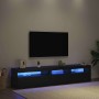 Gabinetes para TV 2 pcs Roble negro 195 x 35 x 40 cm