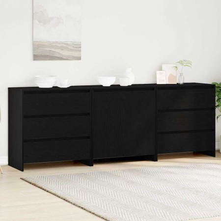 Vitrina 3 pcs Negro 70 x 41 x 75 cm Madera contrachapada