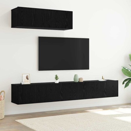 Conjunto de Gabinetes de TV 3 pcs Roble negro 200 x 30 x 30 cm