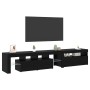 Muebles de TV 2 pcs con luces LED de roble negro y madera