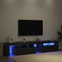 Muebles de TV 2 pcs con luces LED de roble negro y madera