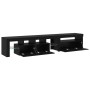 Muebles de TV 2 pcs con luces LED de roble negro y madera
