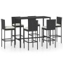 Hoher Gartentisch und Hocker und Kissen 7 Stück schwarzes PE-Rattan von vidaXL, Gartensets - Ref: Foro24-3064834, Preis: 579,...