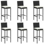 Hoher Gartentisch und Hocker und Kissen 7 Stück schwarzes PE-Rattan von vidaXL, Gartensets - Ref: Foro24-3064834, Preis: 579,...