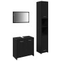 Muebles de Baño con puerta 3 pcs Roble Negro 30 x 30 x 183.5 cm