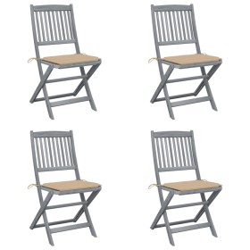 Folding garden chairs 4 pcs cushions solid acacia wood by vidaXL, Garden chairs - Ref: Foro24-3064566, Price: 215,68 €, Disco...