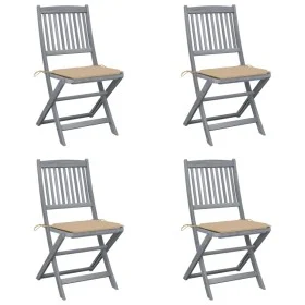 Klappbare Gartenstühle, 4 Stück, Kissen aus massivem Akazienholz von vidaXL, Gartenstühle - Ref: Foro24-3064566, Preis: 207,6...
