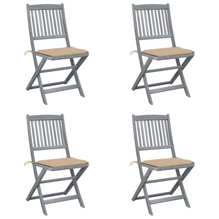 Klappbare Gartenstühle, 4 Stück, Kissen aus massivem Akazienholz von vidaXL, Gartenstühle - Ref: Foro24-3064566, Preis: 215,6...