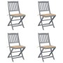 Klappbare Gartenstühle, 4 Stück, Kissen aus massivem Akazienholz von vidaXL, Gartenstühle - Ref: Foro24-3064566, Preis: 215,6...
