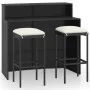 3-piece garden bar furniture set and black cushions by vidaXL, Garden sets - Ref: Foro24-3064873, Price: 261,44 €, Discount: %