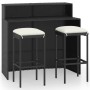 3-teiliges Garten-Barmöbel-Set und schwarze Kissen von vidaXL, Gartensets - Ref: Foro24-3064873, Preis: 261,67 €, Rabatt: %