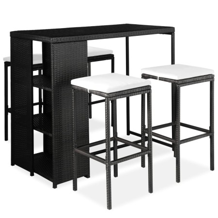 5-piece garden bar set and black synthetic rattan cushions by vidaXL, Garden sets - Ref: Foro24-3064914, Price: 258,13 €, Dis...