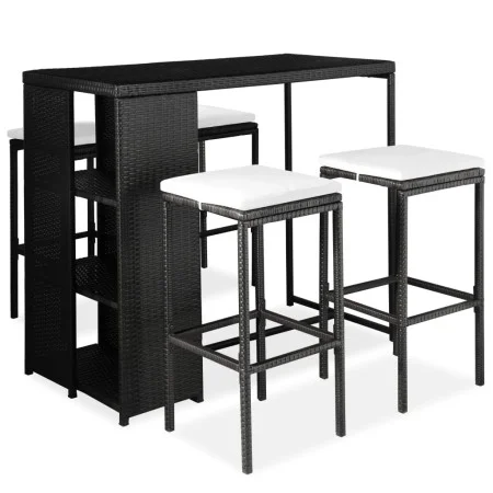 5-piece garden bar set and black synthetic rattan cushions by vidaXL, Garden sets - Ref: Foro24-3064914, Price: 255,70 €, Dis...