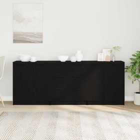 Aparador Roble Negro 180 x 30 x 70 cm Madera contrachapada