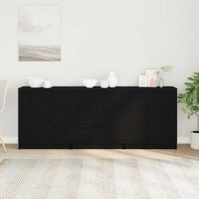 Aparador Roble Negro 180 x 30 x 70 cm Madera contrachapada