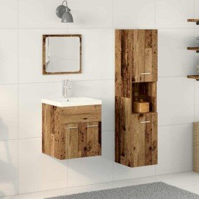 Conjunto de Muebles de Baño con puerta 3 pcs Madera Vieja