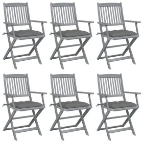 Folding garden chairs 6 pcs solid acacia wood cushions by vidaXL, Garden chairs - Ref: Foro24-3065423, Price: 291,31 €, Disco...