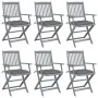Klappbare Gartenstühle, 6 Stück, Kissen aus massivem Akazienholz von vidaXL, Gartenstühle - Ref: Foro24-3065423, Preis: 295,0...