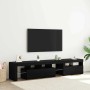 Muebles de TV 2 pcs con luces LED de roble negro y madera