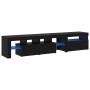 Muebles de TV 2 pcs con luces LED de roble negro y madera