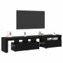 Muebles de TV 2 pcs con luces LED de roble negro y madera