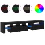Muebles de TV 2 pcs con luces LED de roble negro y madera