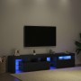 Muebles de TV 2 pcs con luces LED de roble negro y madera