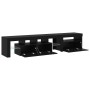Muebles de TV 2 pcs con luces LED de roble negro y madera