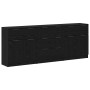 Vitrina 3 pcs Roble negro 60 x 30 x 70 cm Madera contrachapada