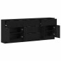 Vitrina 3 pcs Roble negro 60 x 30 x 70 cm Madera contrachapada
