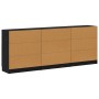 Vitrina 3 pcs Roble negro 60 x 30 x 70 cm Madera contrachapada