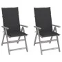 Reclining garden chairs 2 pcs solid acacia wood cushions by vidaXL, Garden chairs - Ref: Foro24-3064698, Price: 159,94 €, Dis...