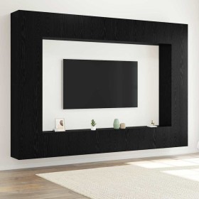 Conjunto de mueble de TV 8 pcs Roble negro 100 x 30 x 30 cm