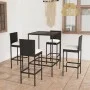 Garden table and high stools and cushions 5 pcs black PE rattan by vidaXL, Garden sets - Ref: Foro24-3064830, Price: 399,76 €...