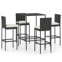 Garden table and high stools and cushions 5 pcs black PE rattan by vidaXL, Garden sets - Ref: Foro24-3064830, Price: 386,91 €...
