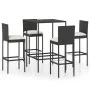 Garden table and high stools and cushions 5 pcs black PE rattan by vidaXL, Garden sets - Ref: Foro24-3064830, Price: 399,76 €...