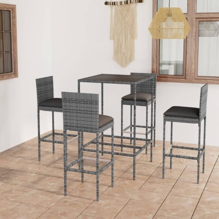 Garden table and high stools 5 pieces gray synthetic rattan by vidaXL, Garden sets - Ref: Foro24-3064831, Price: 364,69 €, Di...