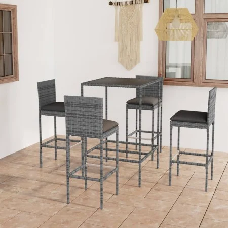 Garden table and high stools 5 pieces gray synthetic rattan by vidaXL, Garden sets - Ref: Foro24-3064831, Price: 357,07 €, Di...