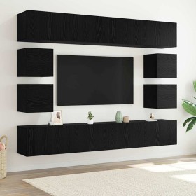 Conjunto de mueble de TV 8 pcs Roble negro 100 x 30 x 30 cm