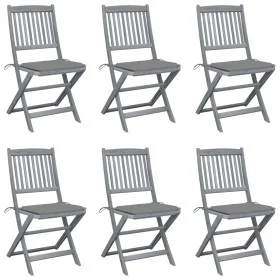 Folding garden chairs 6 pcs solid acacia wood cushions by vidaXL, Garden chairs - Ref: Foro24-3065435, Price: 321,85 €, Disco...