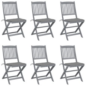 Klappbare Gartenstühle, 6 Stück, Kissen aus massivem Akazienholz von vidaXL, Gartenstühle - Ref: Foro24-3065435, Preis: 335,0...