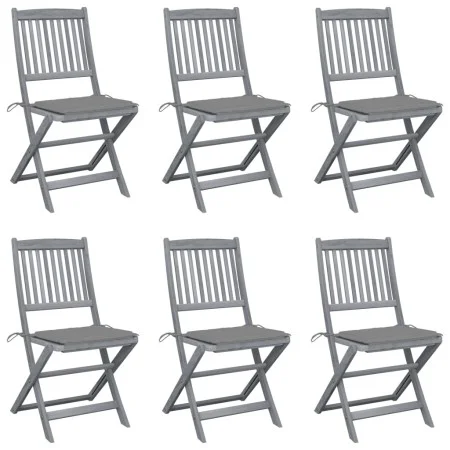 Klappbare Gartenstühle, 6 Stück, Kissen aus massivem Akazienholz von vidaXL, Gartenstühle - Ref: Foro24-3065435, Preis: 327,2...