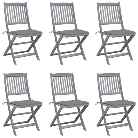 Klappbare Gartenstühle, 6 Stück, Kissen aus massivem Akazienholz von vidaXL, Gartenstühle - Ref: Foro24-3065435, Preis: 334,7...