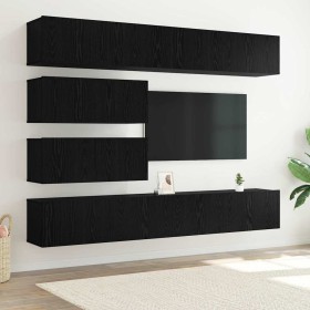 Conjunto de mueble de TV 10 pcs Roble negro 100 x 30 x 30 cm