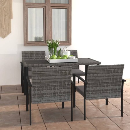 Juego de comedor para jardín 5 piezas ratán sintético gris de vidaXL, Conjuntos de jardín - Ref: Foro24-3065713, Precio: 311,...