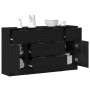 Vitrina 3 pcs Roble negro 121 x 30 x 70 cm Madera contrachapada