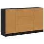 Vitrina 3 pcs Roble negro 121 x 30 x 70 cm Madera contrachapada
